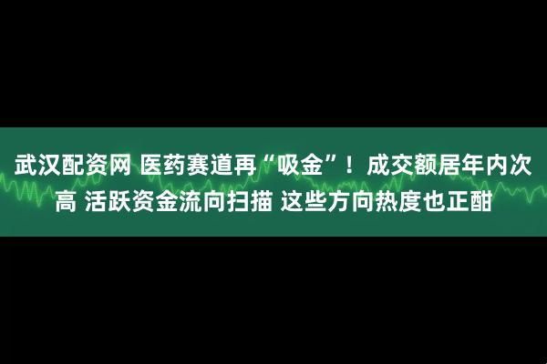 武汉配资网 医药赛道再“吸金”！成交额居年内次高 活跃资金流向扫描 这些方向热度也正酣
